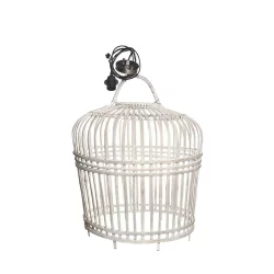 Lampa bambusowa TOULOUSE ⌀54cm x wys. 54cm biała przecierana