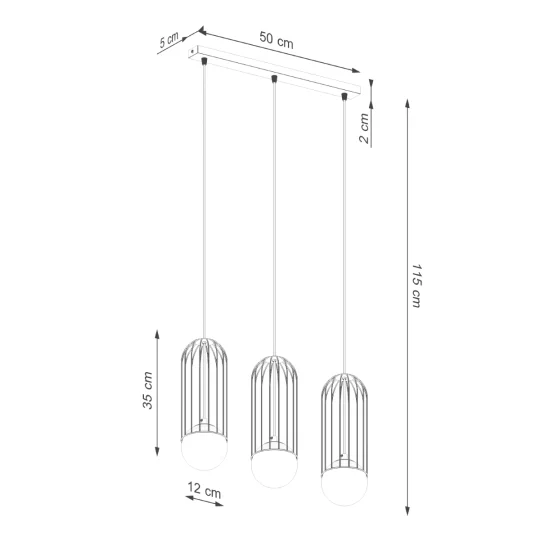 Lampa wisząca BRINA 3L czarna - Zdjęcie 14