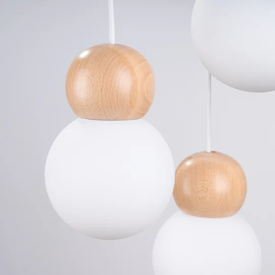 Lampa wisząca PEKKA 3P biała/naturalne drewno - Zdjęcie 7