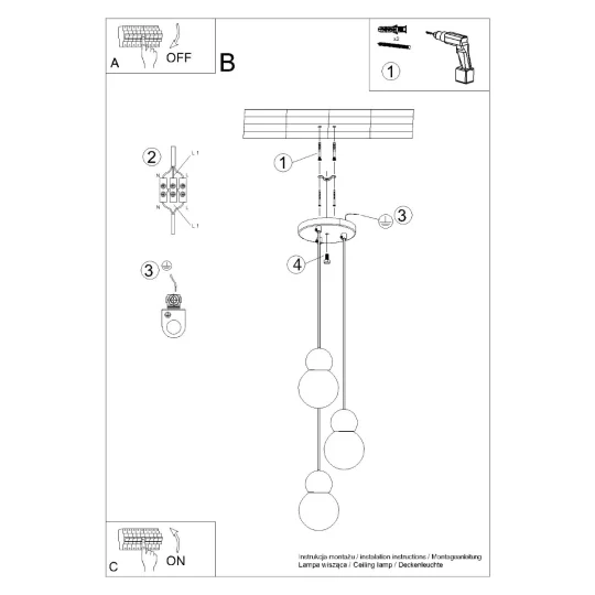 Lampa wisząca PEKKA 3P biała/naturalne drewno - Zdjęcie 11