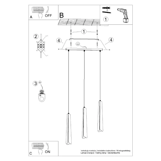 Lampa wisząca PRYSM 3L czarna - Zdjęcie 13