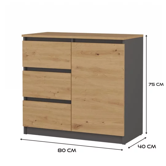 Komoda MIRA 80x75 dąb aristan/antracyt - Zdjęcie 4