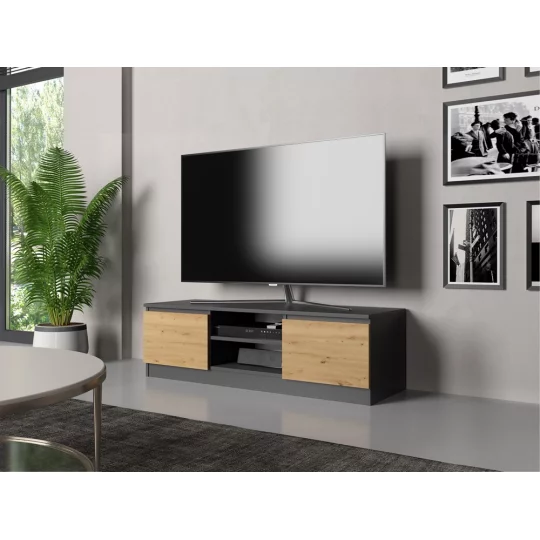 Szafka RTV MIRA 120x36 antracytowa/dąb artisan - Zdjęcie 3