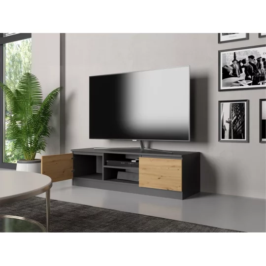 Szafka RTV MIRA 120x36 antracytowa/dąb artisan - Zdjęcie 4