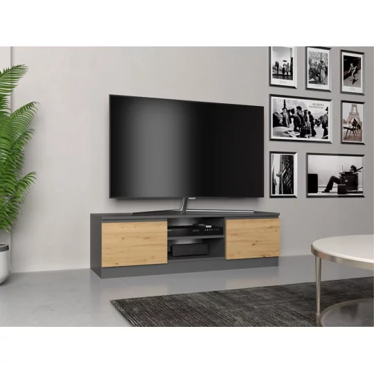 Szafka RTV MIRA 120x36 antracytowa/dąb artisan - Zdjęcie 5