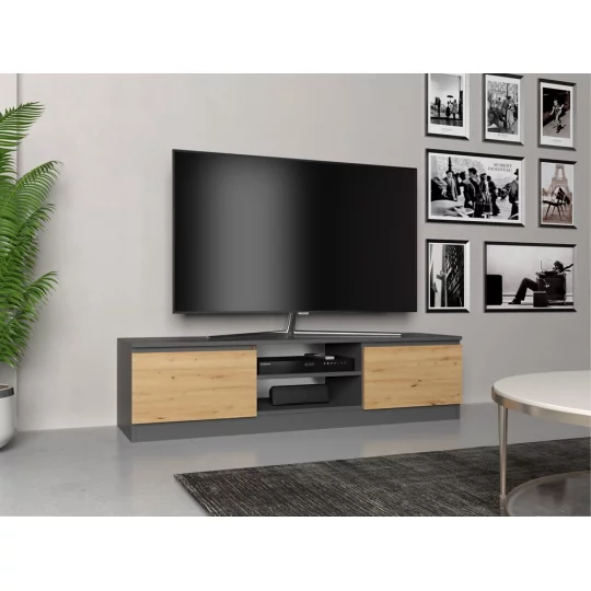 Szafka RTV MIRA 140x36 antracytowa/dąb artisan - Zdjęcie 3