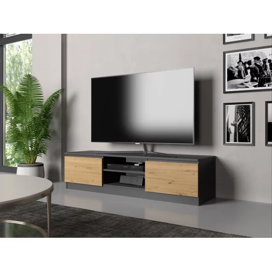 Szafka RTV MIRA 140x36 antracytowa/dąb artisan - Zdjęcie 4