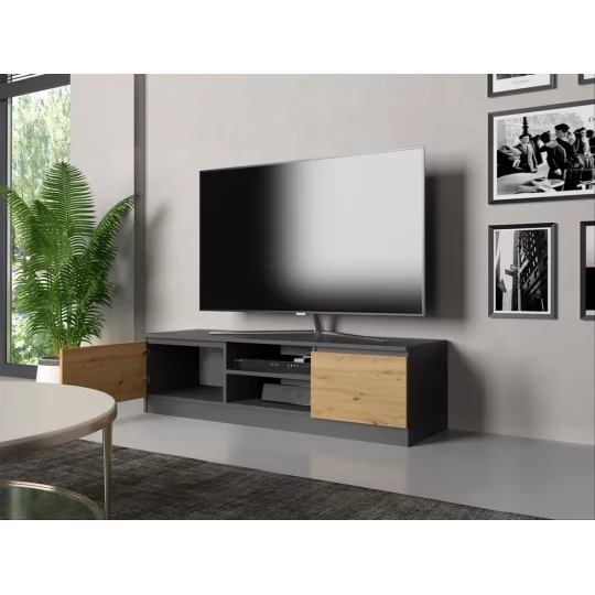 Szafka RTV MIRA 140x36 antracytowa/dąb artisan - Zdjęcie 5