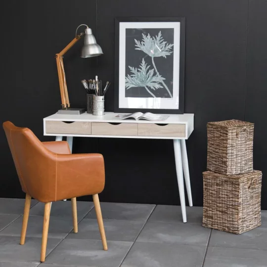 Biurko NIKOS 110x50 białe - drewniane szuflady - Zdjęcie 4