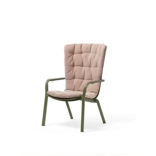 Fotel FOLIO zielony + poducha różowa