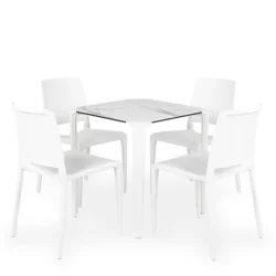 Stół ONE 70 biały + 4 krzesła HALL biały