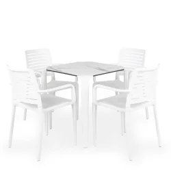 Stół ONE 70 biały + 4 krzesła PARK biały
