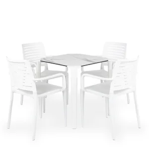 Stół ONE 70 biały + 4 krzesła PARK biały