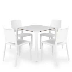 Stół ONE 80 biały + 4 krzesła HALL biały