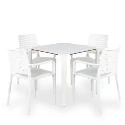 Stół ONE 80 biały + 4 krzesła PARK biały