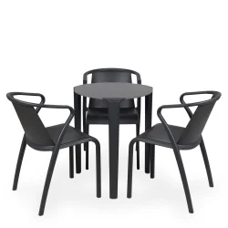 Stół ONE Q60 antracytowy + 3 krzesła FADO antracytowy