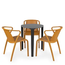 Stół ONE Q60 antracytowy + 3 krzesła FADO żółty