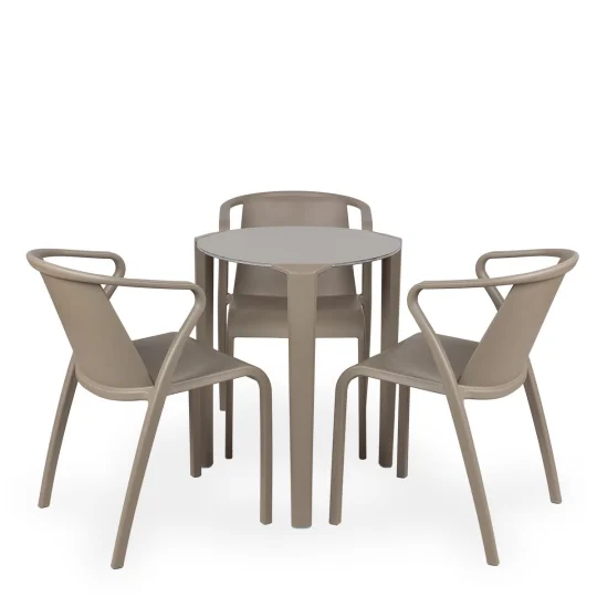 Stół ONE Q60 brązowy + 3 krzesła FADO brązowy
