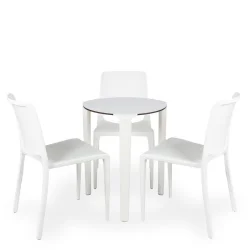 Stół ONE Q60 biały + 3 krzesła HALL biały