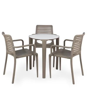 Stół ONE Q60 biało brązowy + 3 krzesła PARK brązowy