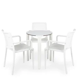 Stół ONE Q60 biały + 3 krzesła PARK biały