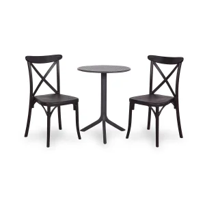Stół STEP antracytowy + 2 krzesła CAPRI czarny