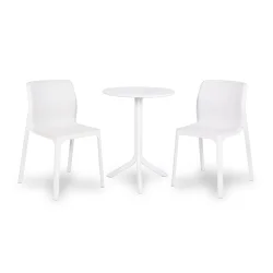 Stół STEP bianco/biały + 2 krzesła BIT bianco/biały