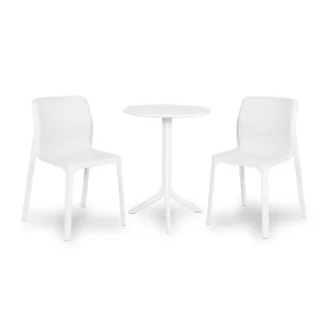 Stół STEP bianco/biały + 2 krzesła BIT bianco/biały
