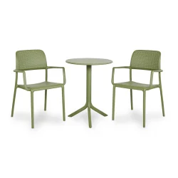 Stół STEP zielony + 2 krzesła BORA zielony