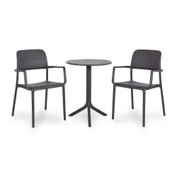 Stół STEP antracite/antracytowy + 2 krzesła BORA antracite/antracytowy