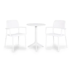 Stół STEP bianco/biały + 2 krzesła BORA bianco/biały