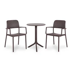 Stół STEP caffe/ciemnobrązowy + 2 krzesła BORA caffe/ciemnobrązowy