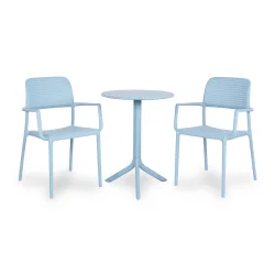 Stół STEP celeste/błękitny + 2 krzesła BORA celeste/błękitny