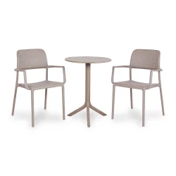 Stół STEP tortora/brązowy + 2 krzesła BORA tortora/brązowy
