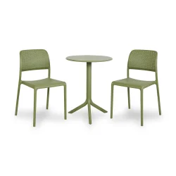 Stół STEP agave/zielony + 2 krzesła BORA BISTROT agave/zielony
