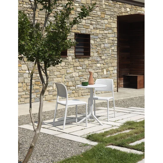 Stół STEP bianco/biały + 2 krzesła BORA BISTROT bianco/biały - Zdjęcie 8