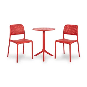 Stół STEP rosso/czerwony + 2 krzesła BORA BISTROT rosso/czerwony