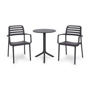 Stół STEP antracytowy + 2 krzesła COSTA antracytowy