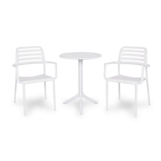 Stół STEP bianco/biały + 2 krzesła COSTA bianco/biały