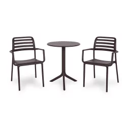 Stół STEP caffe/ciemnobrązowy + 2 krzesła COSTA caffe/ciemnobrązowy