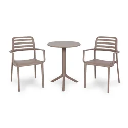 Stół STEP tortora/brązowy + 2 krzesła COSTA tortora/brązowy