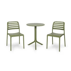 Stół STEP zielony + 2 krzesła COSTA BISTROT zielony