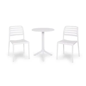 Stół STEP bianco/biały + 2 krzesła COSTA BISTROT bianco/biały