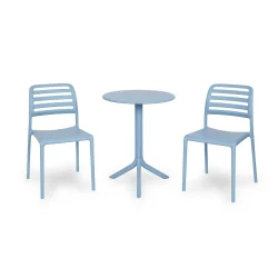 Stół STEP celeste/błękitny + 2 krzesła COSTA BISTROT celeste/błękitny