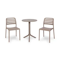 Stół STEP brązowy + 2 krzesła COSTA BISTROT brązowy