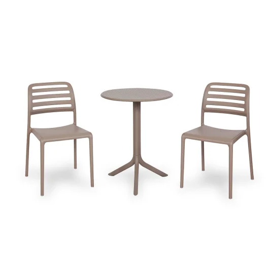 Stół STEP tortora/brązowy + 2 krzesła COSTA BISTROT tortora/brązowy