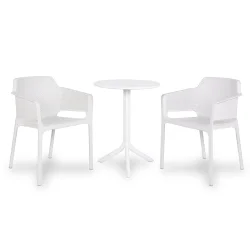 Stół STEP bianco/biały + 2 krzesła NET bianco/biały