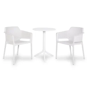 Stół STEP bianco/biały + 2 krzesła NET bianco/biały