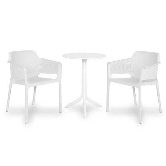 Stół STEP biały + 2 krzesła NET biały