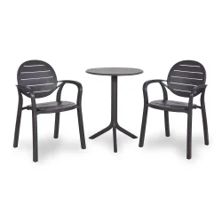 Stół STEP antracytowy + 2 krzesła PALMA antracytowy